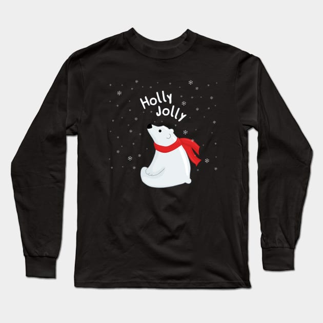 Polar Bear - Holly Jolly Long Sleeve T-Shirt by valentinahramov